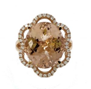 7.65ct Oval Morganite and Diamond Cluster Dress Ring