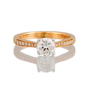 0.40ct Diamond Engagement Ring with Diamond Shoulders, in 18ct Rose Gold, With IGI certificate