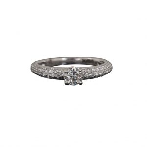 0.43ct Diamond Solitaire Engagement Ring in Platinum with Diamond Set Shoulders