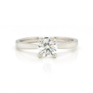 Traditional Single Stone Diamond Engagement Ring in Platinum; GIA certificated 0.70 carat G colour round brilliant-cut diamond