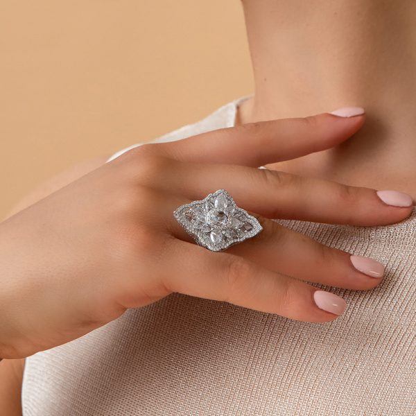 Rose Cut Diamond Geometric Dress Ring, 5.32 carats