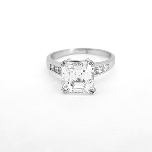 2.98ct Asscher Cut Diamond Solitaire Engagement Ring VS clarity