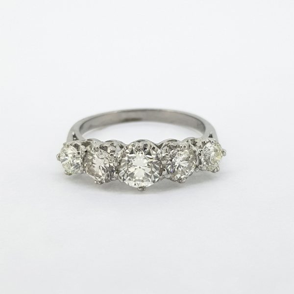 Five Stone Diamond Ring in Platinum, 2.00 carat total