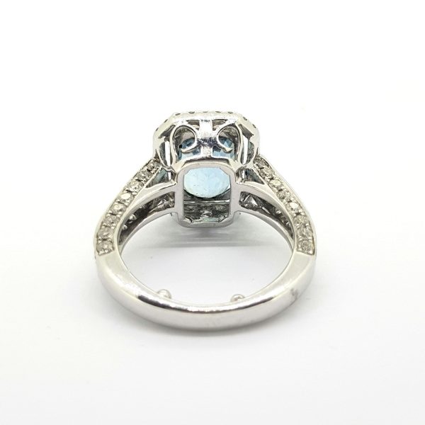 3.49ct Aquamarine and Diamond Cluster Dress Ring in 18ct White Gold