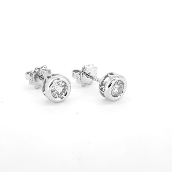 0.60ct Diamond Stud Earrings in 18ct White Gold Rubover Setting