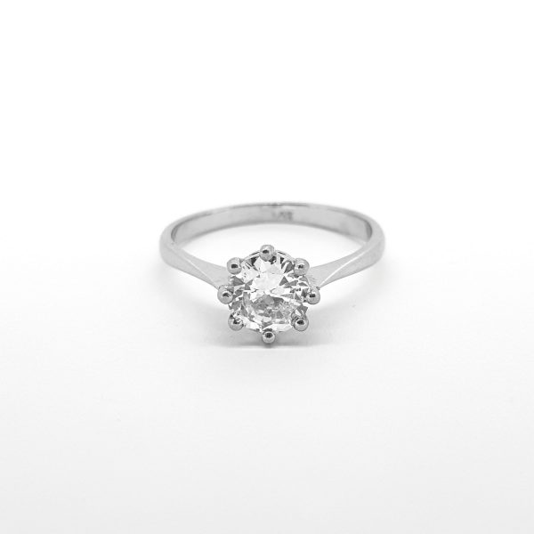 Old Cut Diamond Solitaire Engagement Ring in Platinum, 0.75 carats
