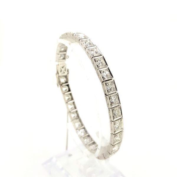 Vintage 12ct Diamond Line Bracelet in Platinum