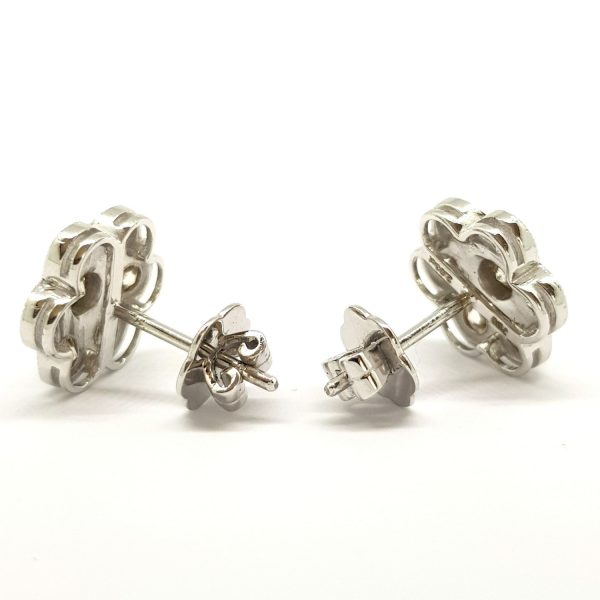 2.03ct Diamond Daisy Flower Cluster Stud Earrings 18ct White Gold