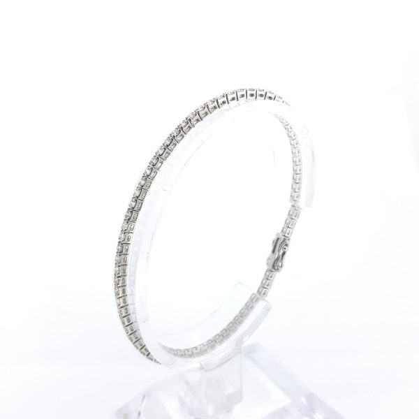 Diamond Line Tennis Bracelet in 18ct White Gold, 3.40 carats