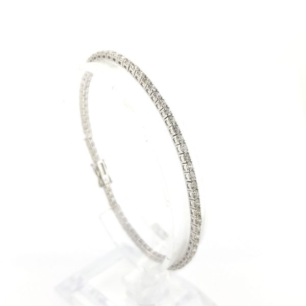 Diamond Line Bracelet in 18ct White Gold, 3.40 carat total