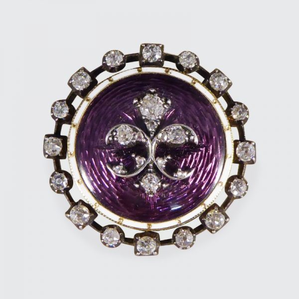 Antique Victorian Purple Enamel Mourning Brooch