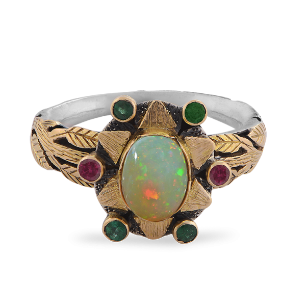 Lola Opal Emerald Rubelite Ring