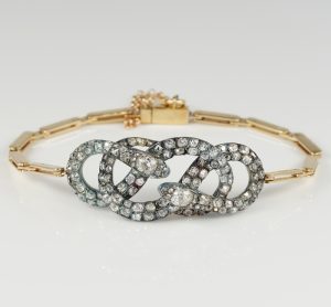 Antique Victorian 5.80 Ct Old Mine Cut Diamond Snake Bracelet