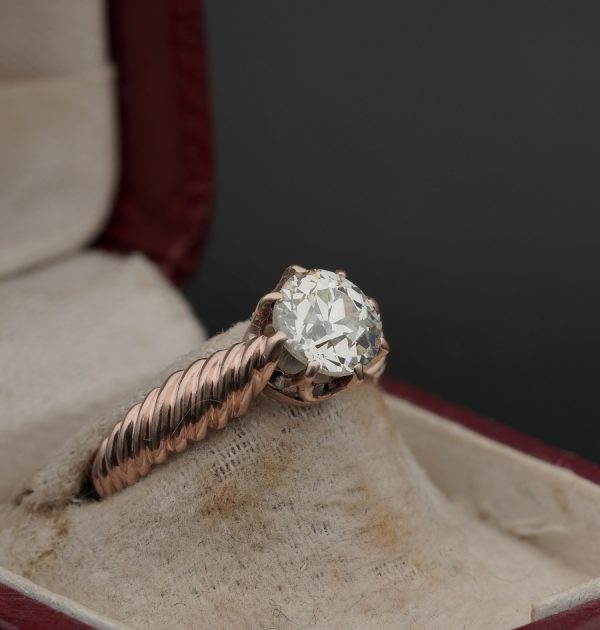 Antique Victorian 1.40ct Old European Cut Diamond Solitaire Ring
