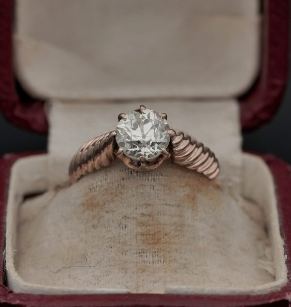 Antique Victorian 1.40ct Old European Cut Diamond Solitaire Ring