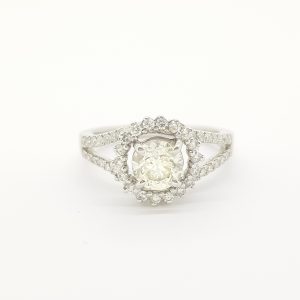 0.90ct Diamond Halo Cluster Dress Ring in 18ct White Gold