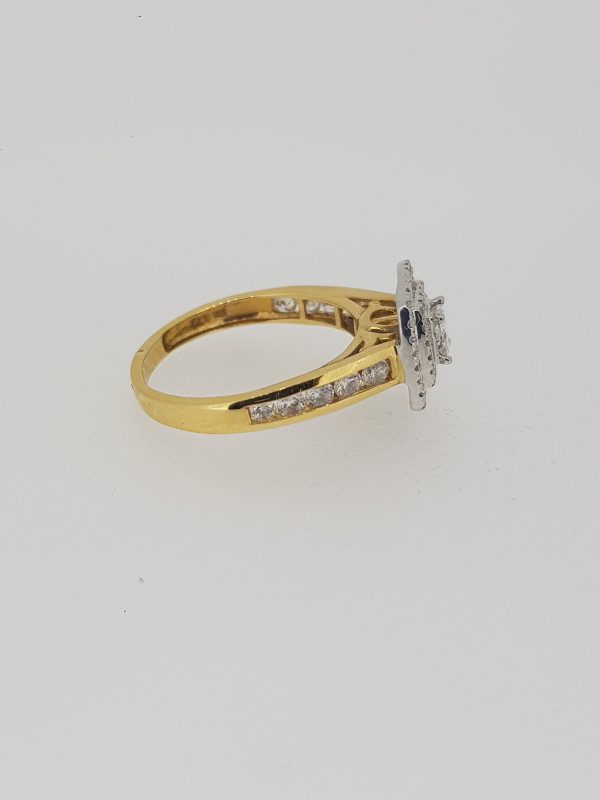 Princess Cut Diamond Square Shaped Cluster Ring, 0.75 carat total