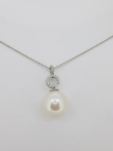 Freshwater Pearl and Diamond Pendant