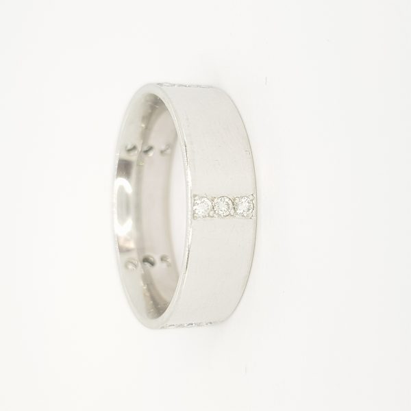 Contemporary Diamond Set Platinum Wedding Band Ring