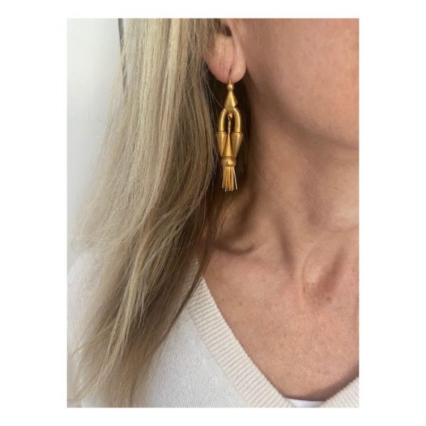 Antique Victorian Gold Etruscan Style Drop Earrings