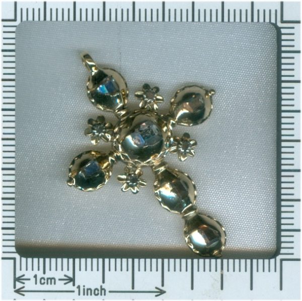 Antique 18th Century Rococo Rose Cut Diamond 18ct Gold Cross