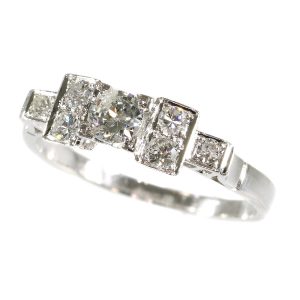 Vintage Art Deco Old European Cut Diamond Platinum Engagement Ring