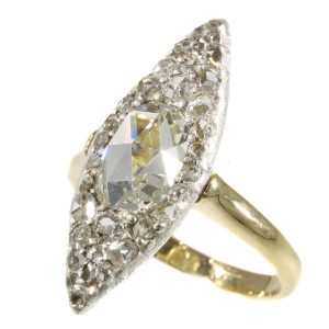 Antique Belle Epoque Rose Cut Diamond Marquise Ring