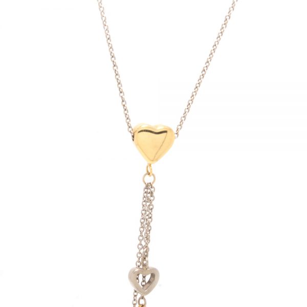 Tiffany and Co 18ct Yellow and White Gold Necklace with Heart Charm Pendant, Circa 2000s, in original Tiffany & Co travel pouch