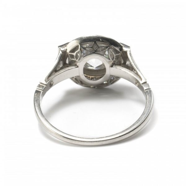 Art Deco Style Diamond Cluster Ring in Platinum, 1.48 carats