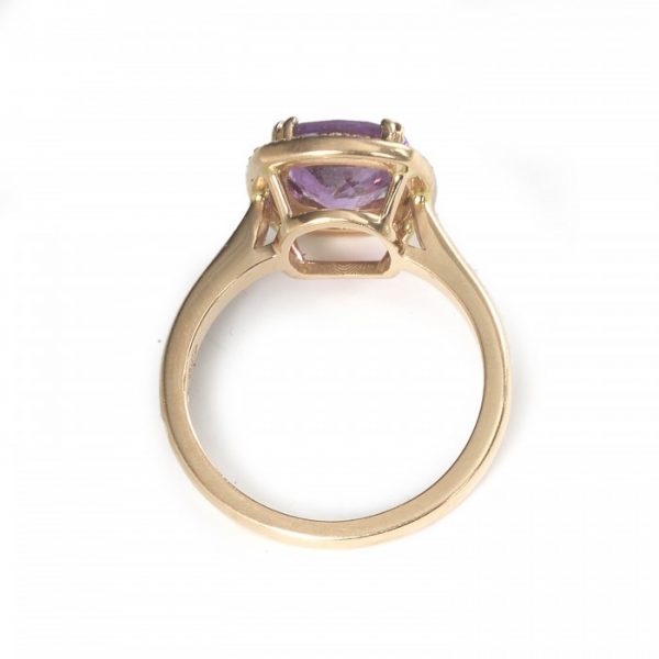2.73ct Purple Pink Sapphire and Diamond Cluster Ring in 18ct Yellow Gold, Certified