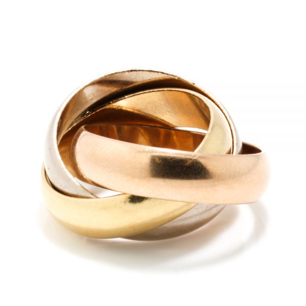 Cartier Tri Coloured 18ct Gold Trinity Ring; in 18ct white, rose and yellow gold, Signed and Numbered, Circa 1990's