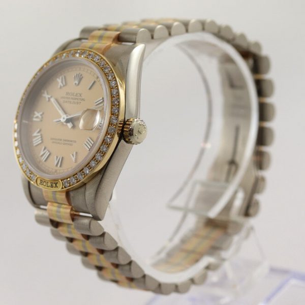 Rare Rolex Tridor 68149 Midsize 18ct Yellow Gold Watch with Original Diamond Bezel, with Rolex box