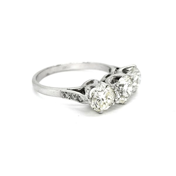 Diamond Three Stone Ring in 18ct White Gold, 2.67 carat total, diamond trilogy ring featuring three claw-set diamonds