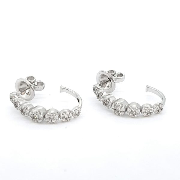 Diamond Hoop Earrings in 18ct White Gold, 0.70 carats, illusion set with graduated brilliant-cut diamonds, post and butterfly fittings