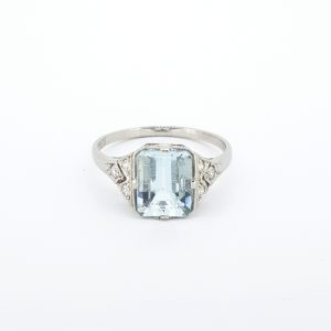 2.15ct Aquamarine and Diamond Cluster Dress Ring in Platinum