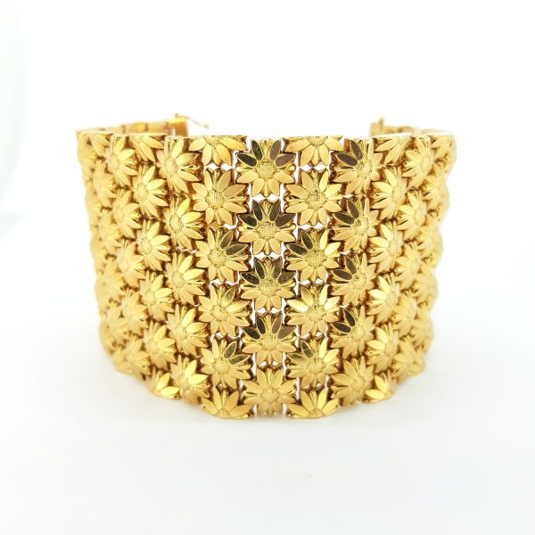 Floral Articulated Link 18ct Yellow Gold Bracelet - Jewellery Discovery