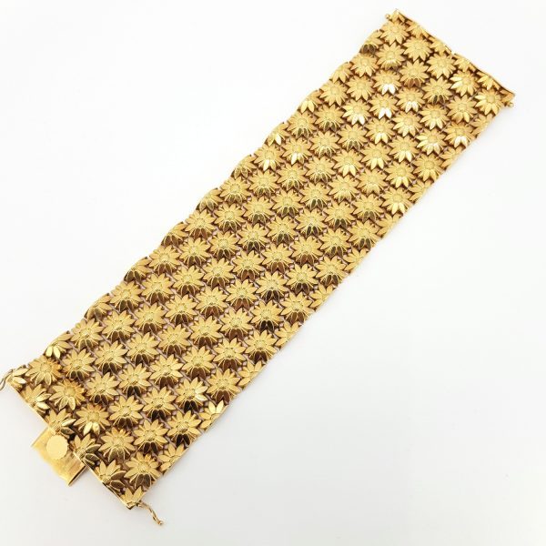 Floral Articulated Link 18ct Yellow Gold Bracelet