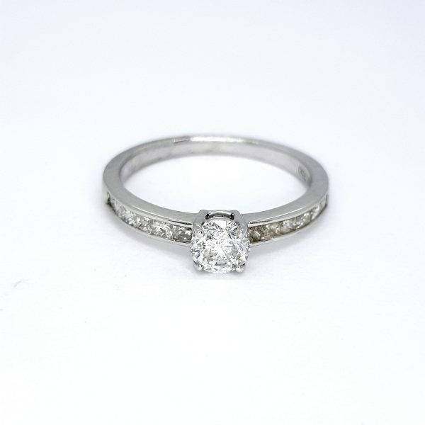 0.51ct Diamond Solitaire Ring with Princess Cut Diamond Shoulders