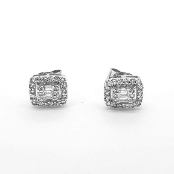 Modern Diamond Cluster Stud Earrings, 0.50 carats
