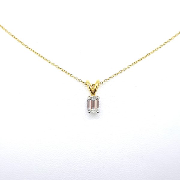 0.50ct Emerald Cut Diamond Pendant with Chain