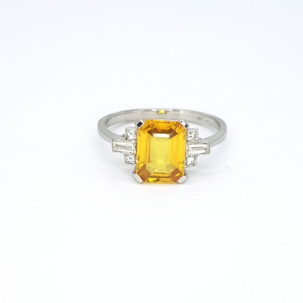 2.10ct Yellow Sapphire and Diamond Ring in Platinum