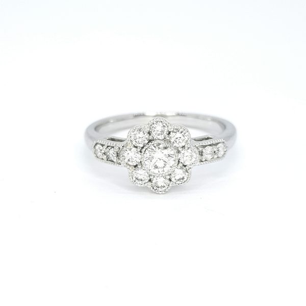 Diamond Daisy Cluster Ring in 18ct White Gold
