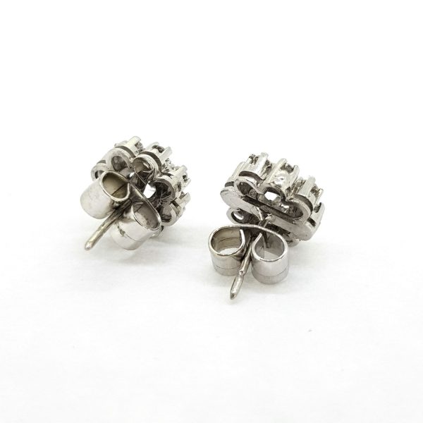 Diamond Flower Cluster Stud Earrings, 1.00 carat total