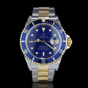 Vintage Rolex Submariner Date 16613 Steel and Gold Automatic Watch, Circa 1990s, Comes with Rolex presentation box