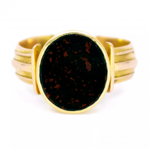 Antique Victorian Bloodstone 15ct Gold Signet Ring