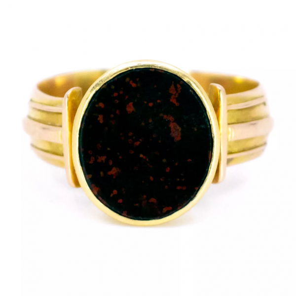 Antique Victorian Bloodstone 15ct Gold Signet Ring