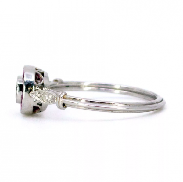 Art Deco Style 0.25ct Diamond and Ruby Target Ring