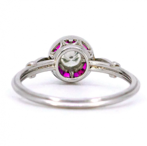 Art Deco Style 0.25ct Diamond and Ruby Target Ring