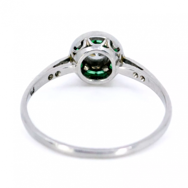 Art Deco Style Diamond and Emerald Target Cluster Ring