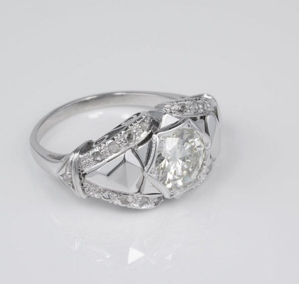 Spectacular Vintage Art Deco 1.30ct Old European Cut Diamond Engagement ring